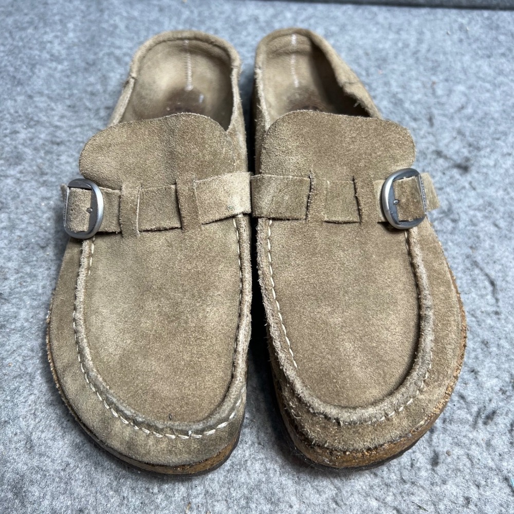 Birkenstock Buckley Suede Clogs Mules Taup Tan Womens EU 40